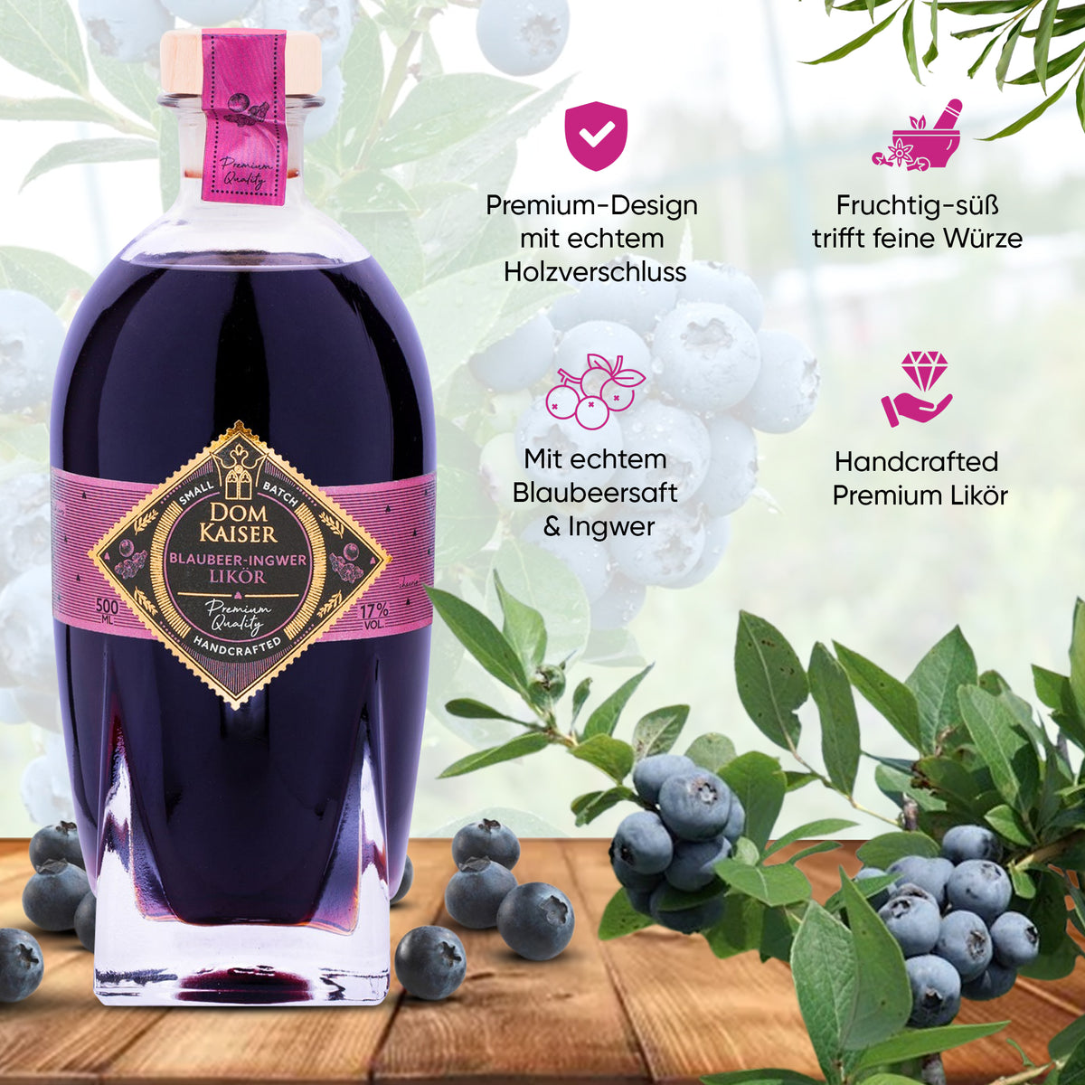 Blaubeer Ingwer Likör 0,5 L