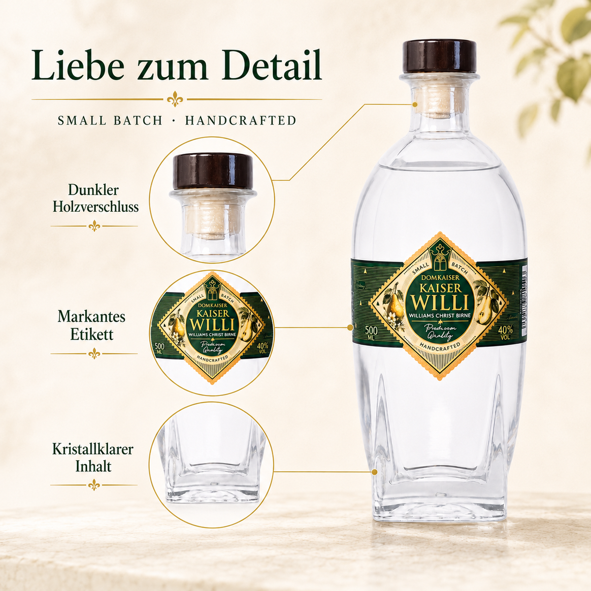 Domkaiser Kaiser Willi, klare Spirituose mit 40 % vol., 0,5 Liter