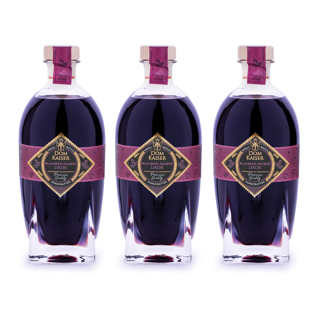 Blaubeer Ingwer Likör Trio 3 × 0,5 L