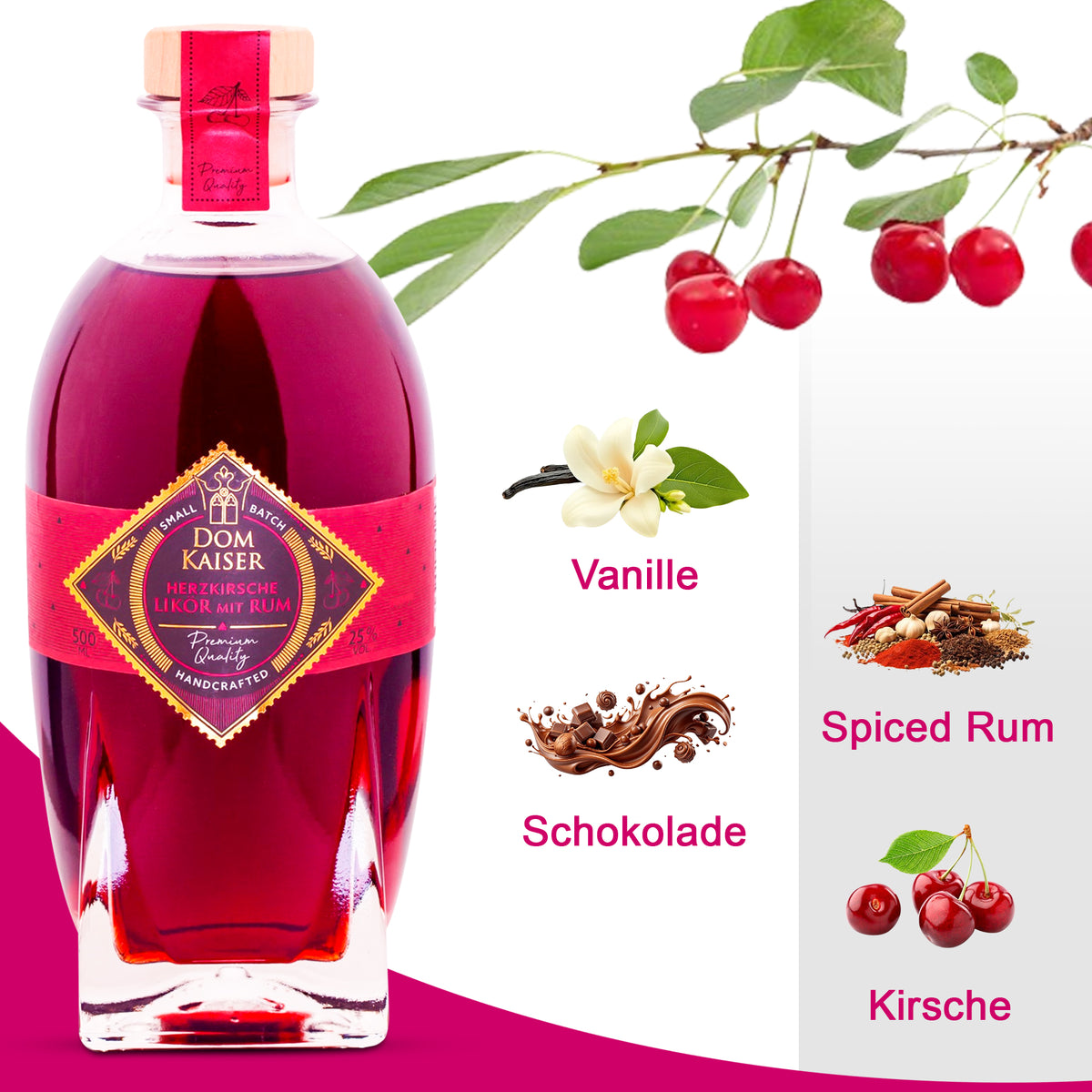 Herzkirsche Likör mit Rum 0,5 L