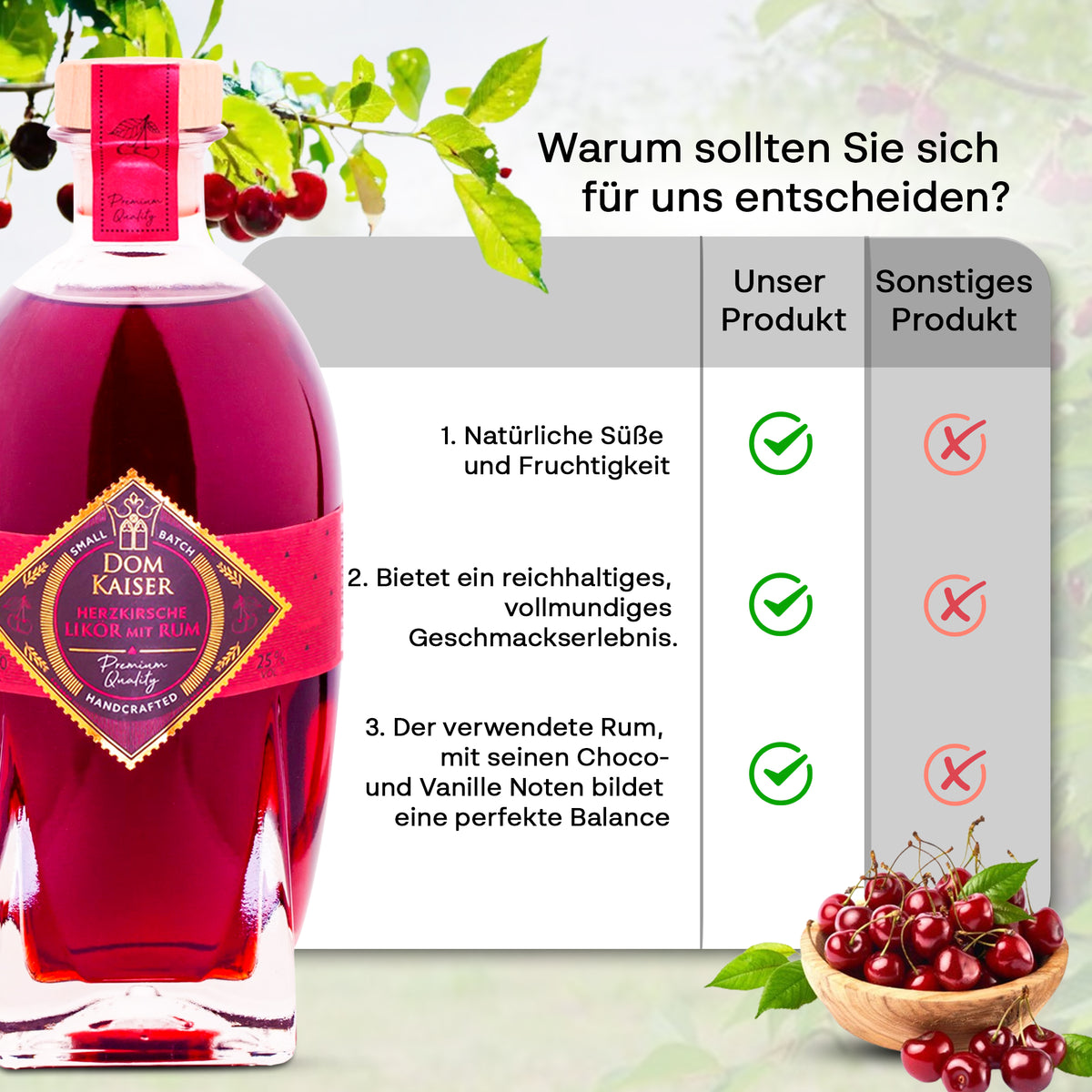 Herzkirsche Likör mit Rum 0,5 L