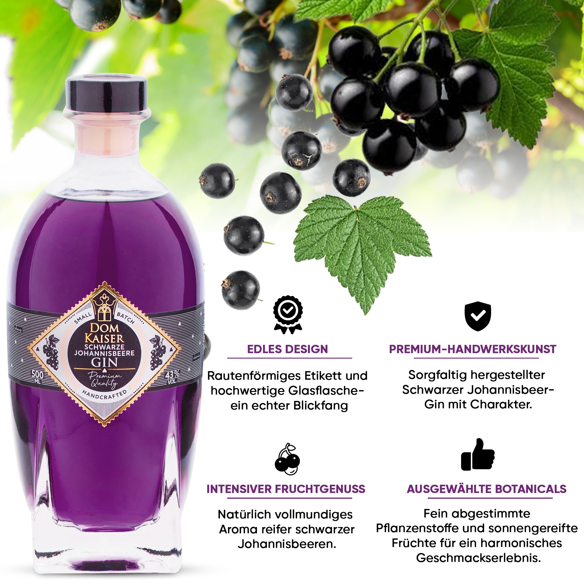 Domkaiser Schwarze Johannisbeere Gin 0,5 L