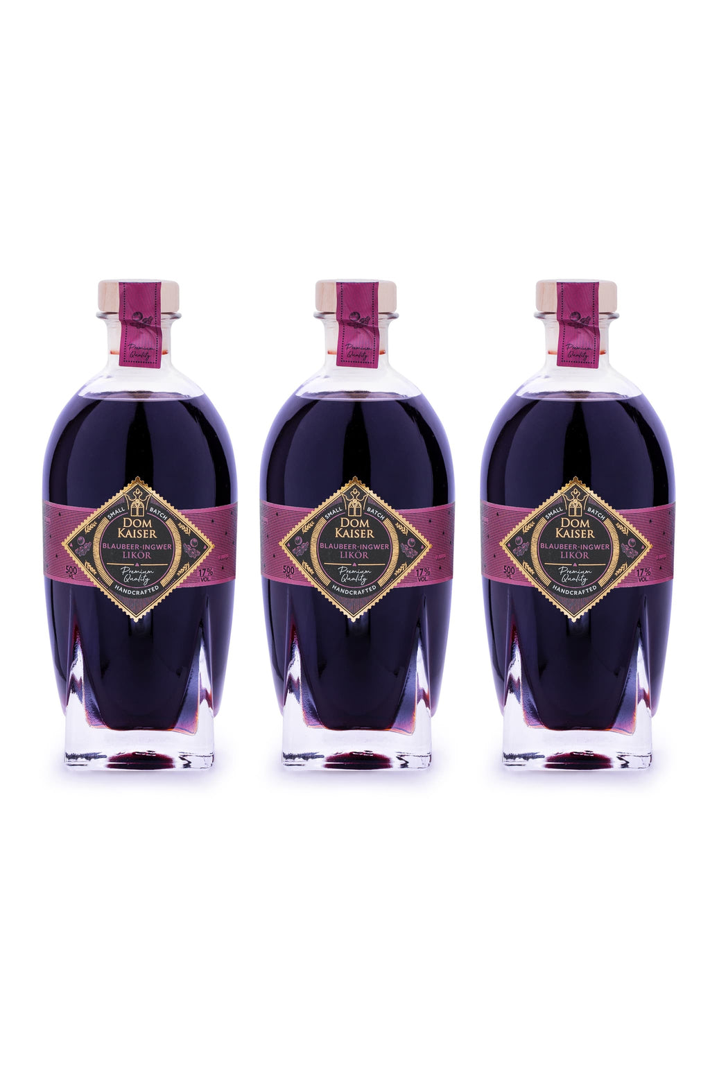 Blaubeer Ingwer Likör Trio 3 × 0,5 L