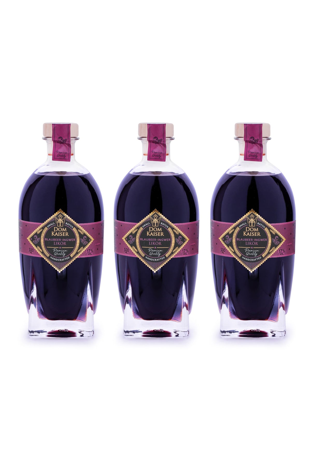 Blaubeer Ingwer Likör Trio 3 × 0,5 L