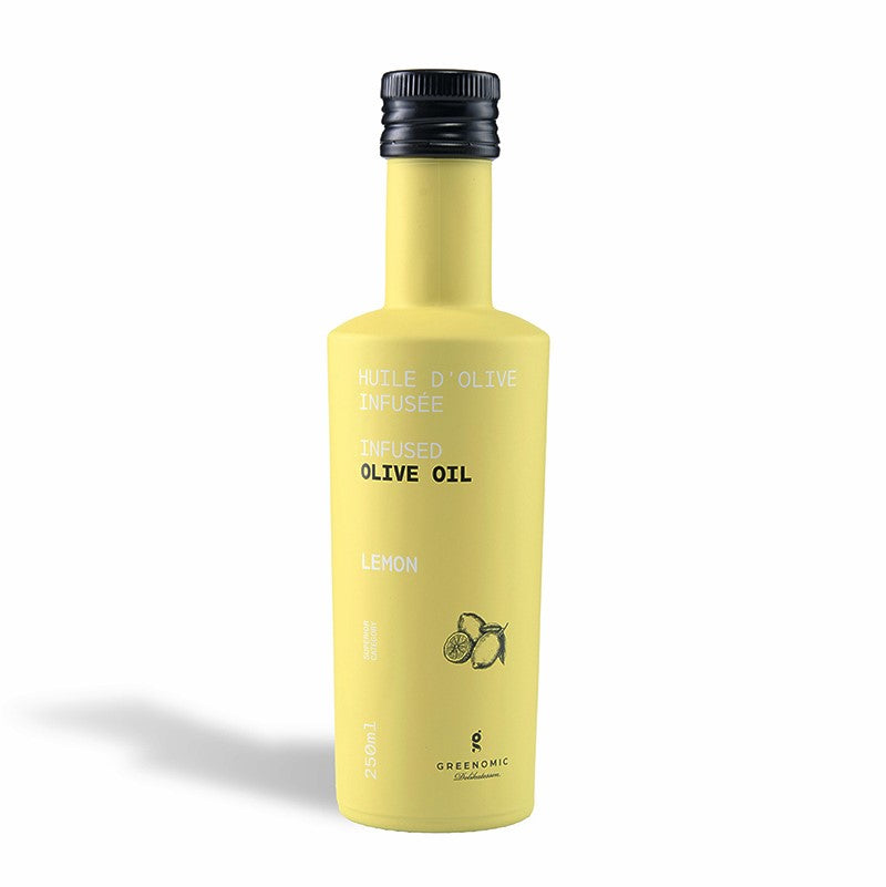 Würzöl Zitrone – natives Olivenöl extra mit Zitronenaroma, Keramikflasche 250 ml